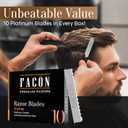 Facn Professional Hair Styling Razor Replacement Blades, Faether Razor Blades for Thinning Texturizing Layering Cutting Hair, Premium Platinum Japanese Stainless Steel for Salon Hairstyling- 10 Count