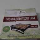 Gray Bunny Bird & Squirrel Feeder Tray 11x11 Inches, Cardinal, Blue Jay, Crow, Wild Large Bird Feeders for Outdoors, Outside Free Standing Metal Hopper Bowl Feeding Platform