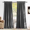 NICETOWN Grey Luxury Velvet Curtain Panels 96 inches Long 2 Panels, Home Decoration Blackout Window Treatments for Living Room/Bedroom/Home Theatre, 52 x 96