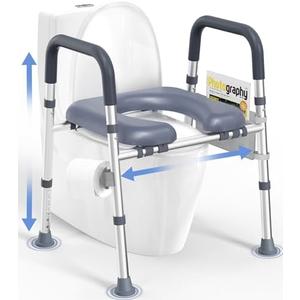 HOMLAND Toilet Seat Risers for Seniors,Raised Toilet Seat with Handles & Padded Seat, Adjustable Height & Width, 400lb Elevated Toilet Seat for Elderly, Handicap, Fit Any Toilet