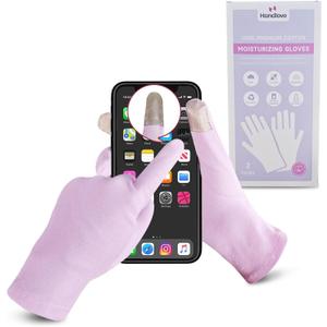 HandLove Premium 100% Cotton Gloves | Moisturizing Gloves for Dry Hands | Overnight Sleeping & Eczema | Touchscreen Friendly | Baby Pink, 2Pairs, One Size