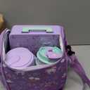 Pawtong Lunch Box Set with Bento Box Container, 17OZ Stainless Steel Food Soup Thermo, Kids Water Bottle & Portable Insulated Lunch Bag, Leakproof, Hot/Cold Retention for School, Travel (Purple-Horse)