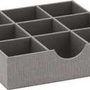 Household Essentials Grey 728-1 Deep 9 Section Drawer Organizer Box for Storage 12 in x 3.13 (Silver)