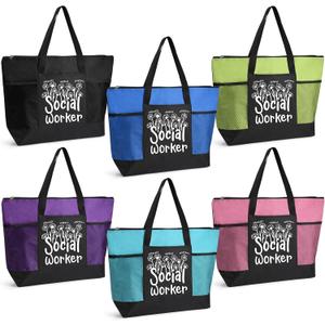 Paterr 6 Pcs Social Worker Gift for Women Bulk Social Work Tote Bags Volunteer Appreciation Gifts for Teacher Nurse Church