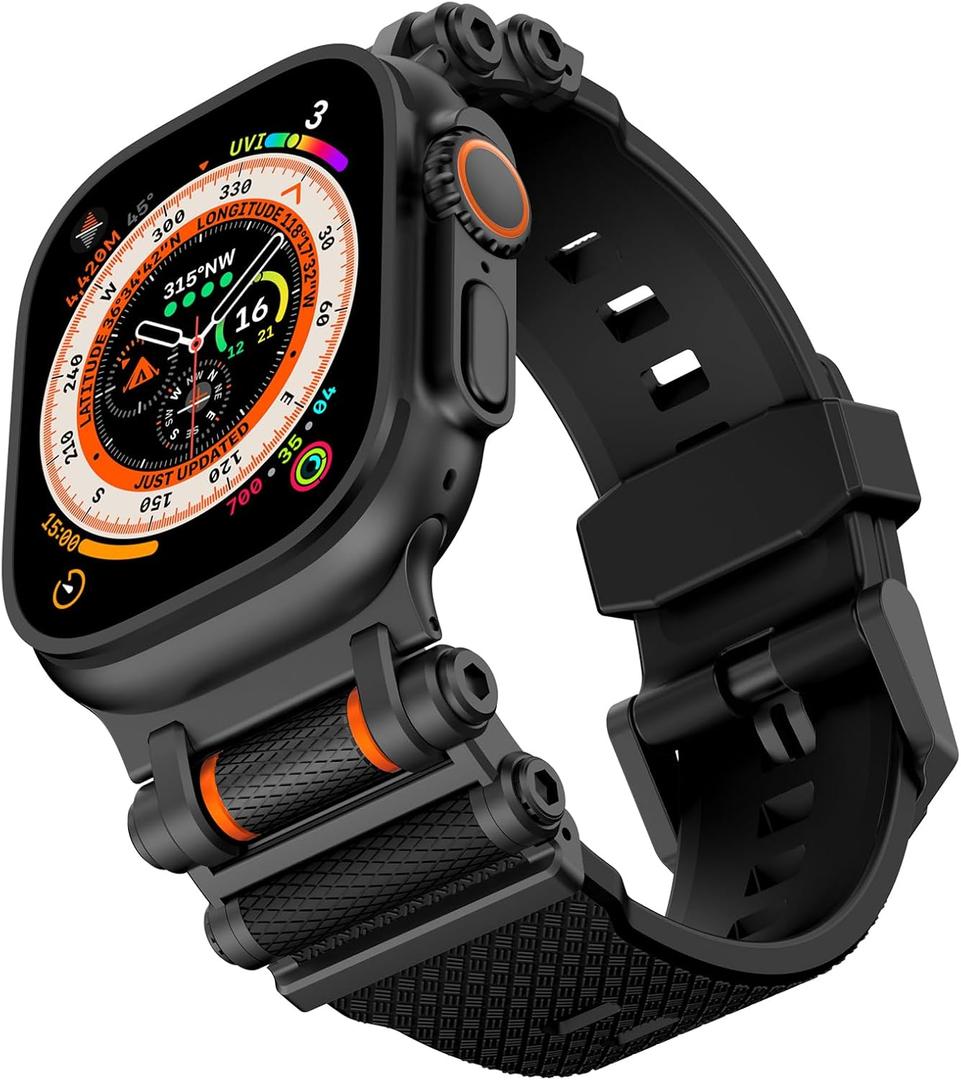 Wristitani Compatible with Apple Watch Band 49mm 46mm 45mm 44mm 42mm, Rugged Metal Connectors & Liquid Silicone Straps for iWatch Ultra3/2/1 SE3/2/1 Series 11 10 9 8 7 6 5 4 3