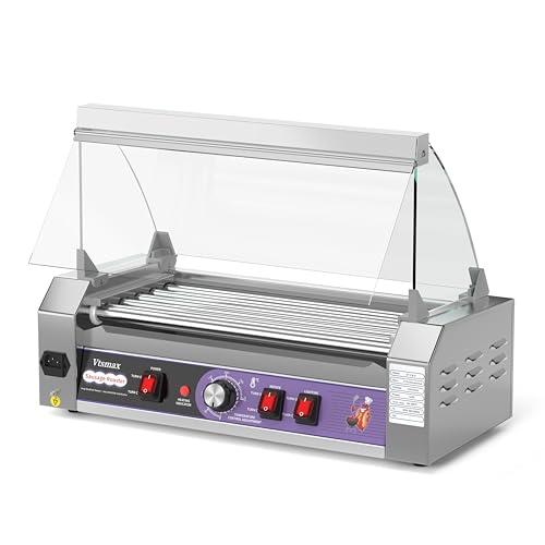 Commercial Hot Dog Roller 5 Rollers, 304 Stainless Steel, 12 Hot Dogs Capacity, 760W Fast Heating, Removable Oil Drip Tray, for Party, Home & Food Truck