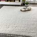 JONATHAN Y Mercer Shag Plush Tassel White Indoor Area Rug, 5x8, Contemporary, Modern, Easy-Cleaning for Living Room, Bedroom, Kitchen, Pet Friendly, Non-Shedding (MCR100A-5)