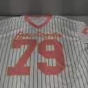 Verdusa Women's Jersey Shirts for Women Y2k Oversized Plus T Shirt Striped Number Graphic Tees Streetwear Tops (3X-Large Plus, Pink)