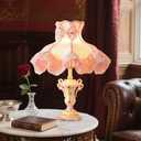 Victorian Table Lamp Pink Princess Lamp French Country Bedside Lamp Farmhouse Cute Kids Table Lamp Vintage Rustic Nightstand Lamp for Girls Bedroom Children Nursery Desk Home Entryway