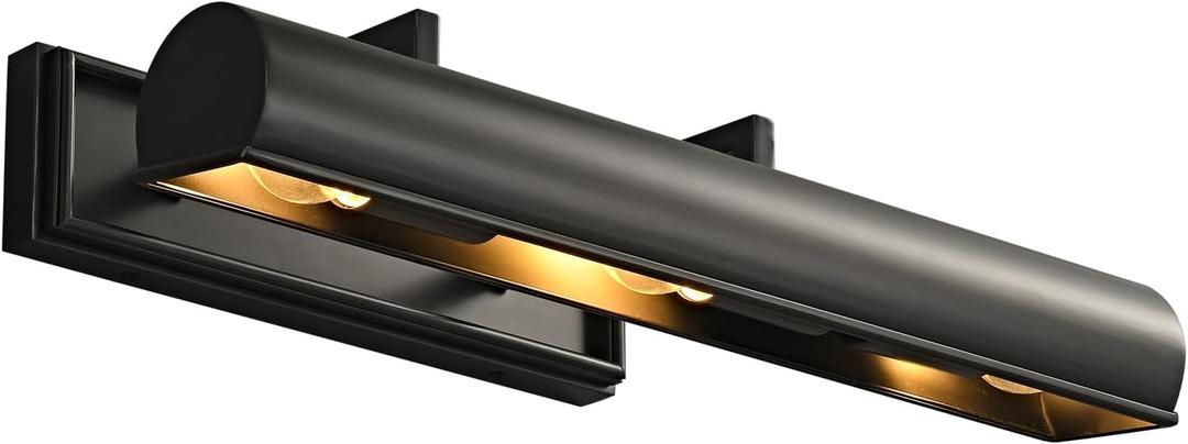 Picture Lights 24" Black Picture Light 3-Light Gold Wall Sconce (Black, 24 in)