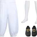 Victorian Century Colonial Costume Set for Men Renaissance Pirate Halloween and Victorian Styles (XXL)