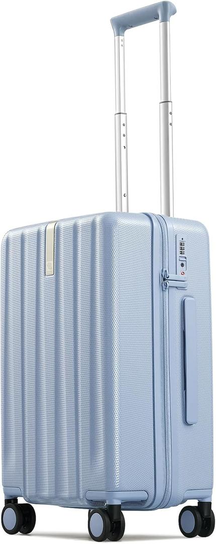 Hanke Upgraded Elite 20 Inch Carry On Luggage 22x14x9 Airline Approved,PC Hard Shell Suitcases with Wheels, TSA Lock, Explosion-Proof Zipper Suitcase for Business Travel Men & Women,Mist Blue