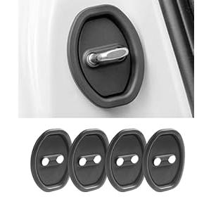 4PCS Door Latch Lock Cover,Car Accessories Universal Silent Shock Self-Adhesive Door Latches Rust Stopper Protector Cover Absorption Pad,Universal for Most of The Vehicles,Cars,Trucks (Black)