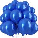 Chrome Blue Balloons, 50 PCS 10 Inch Double-Layered Metallic Royal Blue Balloons, Shiny Thick Chrome Metallic Dark Blue Latex Helium Balloons for Boys Men Birthday Graduation Party Decoration Supplies