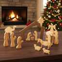 Wooden Nativity Set  Nativity sets & figures | Xmas nativity set  christian christmas decor  Christmas Dcor 2025  Natural Solid Wood Tabletop  Xmas christian set (Risen)