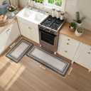 KIMODE Anti Fatigue Kitchen Mats for Floor 2 Piece,17"x47"+17"x29" Farmhouse Kitchen Rugs Non Slip Rubber Backing,Waterproof Cushioned Standing Mat for Home Decor,Office,Laundry Room,Sink,Desk,Grey