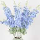 OUKEYI 33.5in 6pcs Fake Flowers Delphinium Artificial Flowers Silk Flowers Larkspur Artificial Flowers Long Stem Flowers for Tall Vase Home Wedding Party Decor (Light Blue)