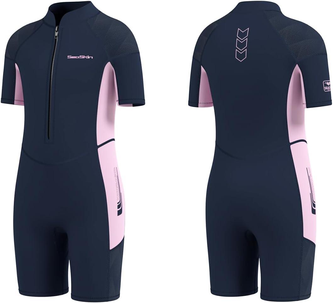 Seaskin Kids Wetsuit for Girls Front Zip 2mm Shorty Wetsuits Size 2