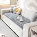 Plush Sofa Cover Washable, Cozy and Soft Faux Fur Couch Covers, Non Slip Fuzzy Furry Sofa Mats for Babies Pets(Light Gray/28"x82"/4-Seater Sofa Cover)