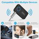 1Mii Bluetooth 5.3 Music Receiver for Car/Home Stereo, Aux Bluetooth Adapter for Car with Volume Control Supports Hands Free Calls, 16H Battery Life