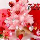 2 x Melisheer 24pcs Valentines Day Heart Ornaments, Classic Red Pink Silver Shaped Hanging Baubles with 2 Sizes, Valentine's Decorations for Tree, Love Decor Outdoor Wedding Party Gift