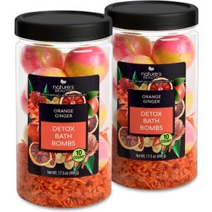 Nature's Beauty Orange Ginger Detox Bath Bomb Gift Set Multi-Pack - Luxury Fizzy Spa Bomb w/Citrus + Woodsy Patchouli Scent Made with Coconut Oil & Witch Hazel, 17.5 oz | 10 ct ea (2 Pack) Nature's Beauty Orange Ginger Detox Bath Bomb Gift Set Multi-Pack - Luxury Fizzy Spa Bomb w/Citrus + Woodsy Patchouli Scent Made with Coconut Oil & Witch Hazel, 17.5 oz | 10 ct ea (2 Pack)