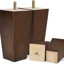 AORYVIC 5 inch Sofa Legs Wood Furniture Legs Pack of 4 Pyramid Couch Legs MidCentury Modern Brown Replacement Legs, 5 inch (4pcs) Standard (With hanger bolt)