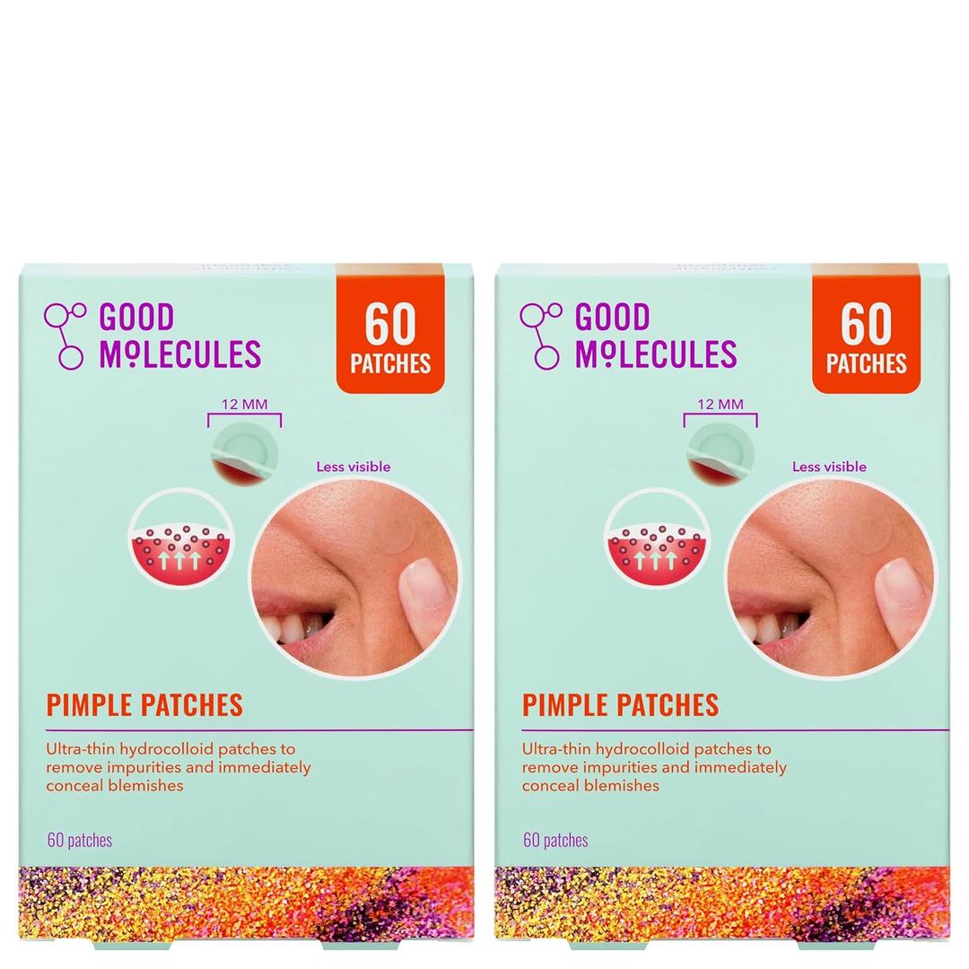 Good Molecules Pimple Patches Pack 2  120 Patches (60  2 Pack) | Ultra-Thin Hydrocolloid Acne Patches to Conceal Breakouts, Blackheads & Blemishes