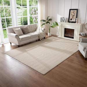 Area Rug 4X6,Washable Area Rugs with Non-Slip TPR Backing Design,Fluffy Soft Feeling, High Traffic,Durable,Area Rug for Living Room,Bedroom,Home Office,Beige