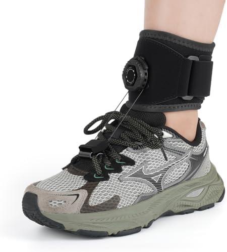 OVINESY AFO Foot Drop Brace for Walking with Shoes, Upgraded Knob & Steel Wire, Longer Straps for Comfort, Adjustable Soft Walking Support for Dorsiflexion, Left/Right Foot for Women Men (S/M)