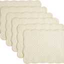 HOMBYS Quilted Placemats Set of 6 Washable-13x18 inches Rectangular Placemats for Kitchen Table-100% Cotton Fabric Rectangular Table Mats, (Flax)