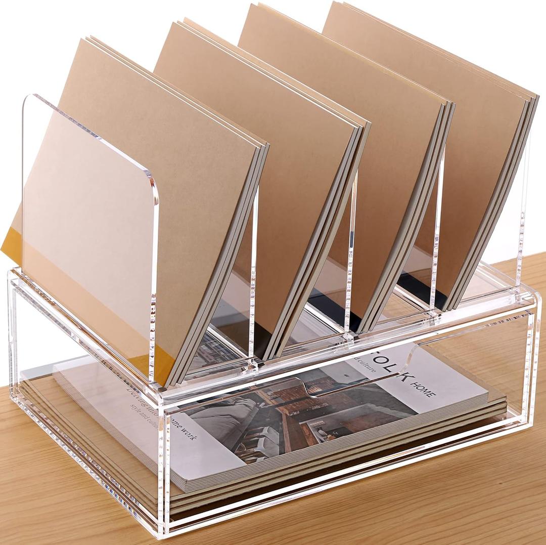 Desk Organizers and Accessories, Acrylic Desk Organizer with Drawer, Office Supplies Organization Storage, Clear Acrylic File Organizer for Desk - 1 Pack Desk Organizers and Accessories, Acrylic Desk Organizer with Drawer, Office Supplies Organization Storage, Clear Acrylic File Organizer for Desk - 1 Pack