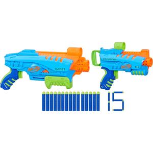 NERF Elite Junior Ultimate Starter Set, 2 Easy Play Blasters, 15 Darts for Kids Outdoor Games, Ages 6 & Up, Small