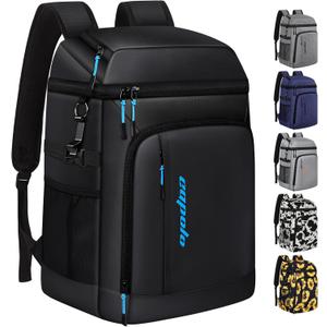 Capolo Cooler Backpack Insulated Leak Proof 36/45 Cans, Soft Camping Bacpack Cooler Thermal Bag Ice Chest, Portable Waterproof Travel Cooler Bag for Lunch Beach Picnic Shopping (Leather black)