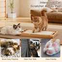 Cat Scratching Pad with Ball Track Toy Interactive Cat Scratcher Board with Rolling Balls Natural Wood Sisal Cat Scratch Pad for Indoor Cats