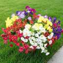 CLEANGOR 14 Pcs Artificial Petunias for Outdoors, UV Resistant Artificial Outdoor Plants, Faux Petunias for Outdoor Planters, for Spring Summer Garden, Front Door, Window Box, Home Decor (7 Color)