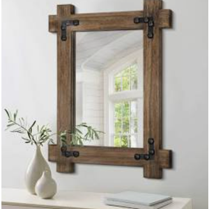 Farmhouse Wood Wall Mirror Rustic Vintage Rectangle Mirror Large Decor Mirror for Wall Home Living Room Bathroom Bedroom Entryway 26"x18" Vintage Brown Large