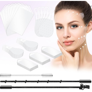 Face Lift Tape 200PCS Bands Instant Facelift Tape for Wrinkles, Double Chin, and Sagging Skin Waterproof & Transparent Lifting Tapes with Elastic Bands (200PCS)