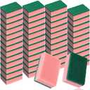 Patelai 100 Pcs Heavy Duty Sponges Kitchen Bulk Dish Sponges Scrub Sponge Abrasive Scrubber Cleaning Sponge Non Scratch Scouring Absorbent Dish for Washing Kitchen (Pink)