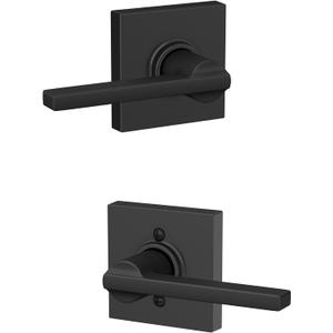 Schlage F10 LAT 622 COL Latitude Collins Passage Lever for Interior Hall and Closet, Matte Black