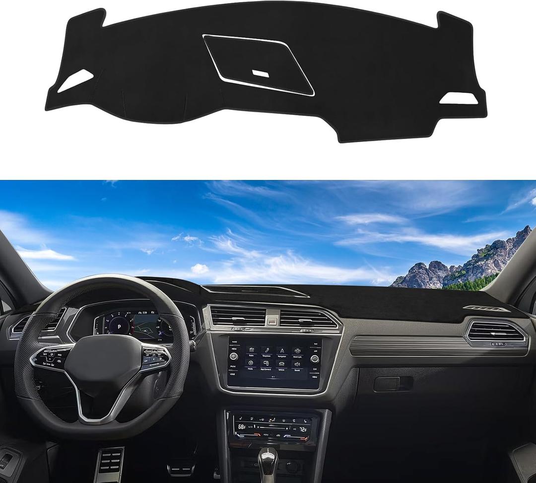 Dashboard Cover Mat Compatible with Volkswagen VW Tiguan 2017-2022 2023 2024 Dash Cover Nonslip Dash Mat Protector Sunshade No Glare Black