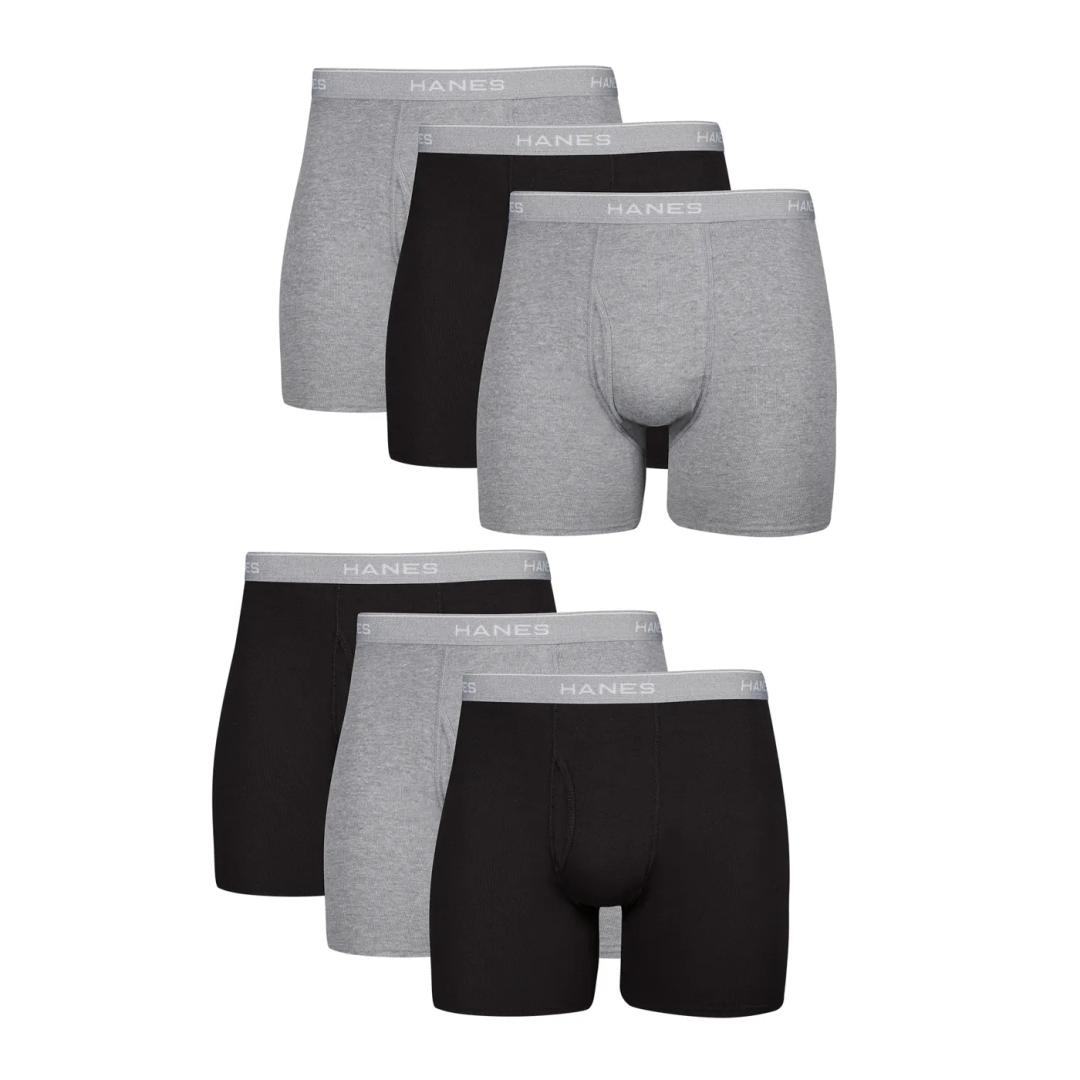 Hanes Comfort Flex Men's Cotton Boxer Brief Underwear, Moisture-Wicking, 6-Pack, Size: 2XL