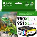 950XL 951XL Ink Cartridges Compatible for HP 950 951 Ink Cartridge Work with Printer OfficeJet Pro 8600, 8610, 8600 Plus, 8100, 8620, 8630, 8625, 8615, 8110, 5-Pack (2 Black 1 Cyan 1 Magenta 1 Yellow)