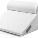 Sasttie Wedge Pillow Set for After Surgery, Adjustable Orthopedic Bed Wedge Pillow Set for After Surgery, Sleeping, Acid Reflux, Back Pain, and Recovery, Light Grey & White (12 Inch + Head Pillow)