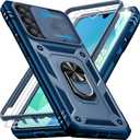 Case for Galaxy S25 FE 5G,Samsung S 25 FE Case with 2X Screen Protectors & Camera Cover,[Military Grade 20ft.] Shockproof/360° Magnetic Kickstand Protective Case for Samsung Galaxy S25 FE Blue