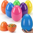 Easter Eggs Decorations Plastic Large: 7 Inch 12 Pack Jumbo Fillable Colorful Bright Easter Egg Hunt Empty Bulk Assortment