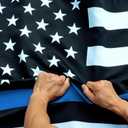 Anley Rip-Proof Double Sided 3-Ply Thin Blue Line US National Flag 3x5 Foot - Vivid Color, Canvas Header and Wrinkle Resistant - The Strongest, Longest Lasting Law Enforcement Officers Flags 3X5 Ft