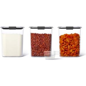 Rubbermaid Brilliance BPA-Free Food Storage Containers with Lids Airtight Kitchen and Pantry Organization Set Includes 3 Containers and Scoops Clear, Size: 16 Cup (6-Piece)