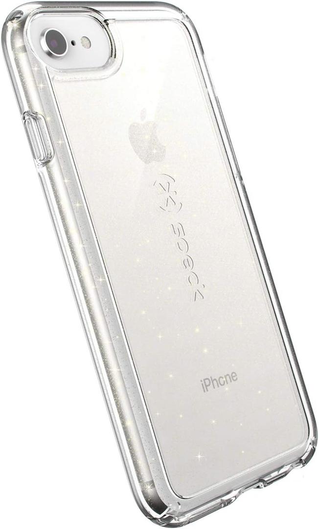 Speck Products GemShell iPhone SE (2022) Case| iPhone SE (2020)| iPhone 8| iPhone 7 - Clear with Gold Glitter/Clear