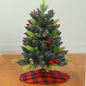 Sattiyrch Small Christmas Tree Skirt 18in, Red Black Buffalo Check Christmas Tree Skirt for Holiday Christmas Decorations (Red Black Buffalo Check, 18in)